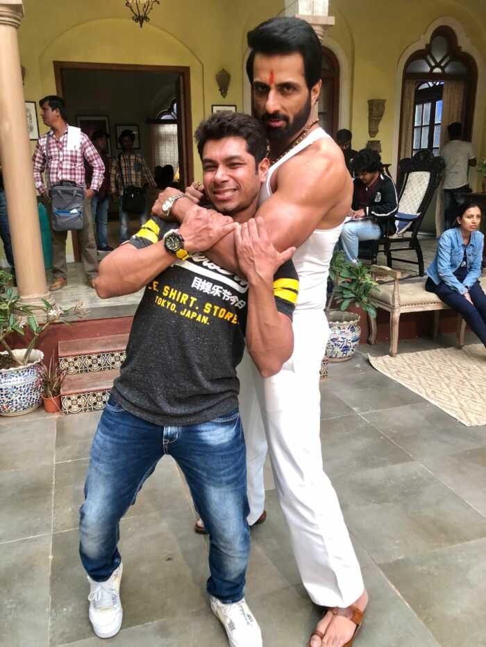 Fitness Trainer Yogesh Bhatega giving training to Sonu Sood