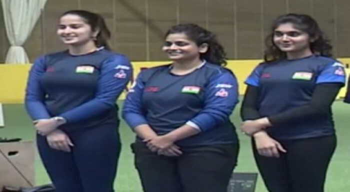 indian womens pistol team strike gold