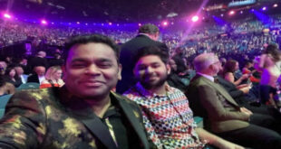a r rahman spotted at grammys with son ameen fans ask for rahman bts collab