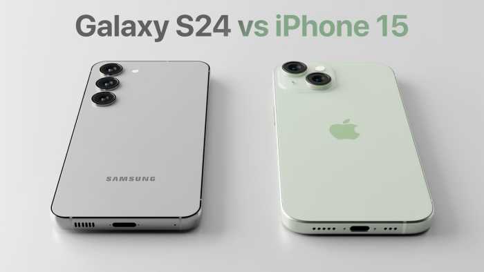 Apple iPhone 15 and Samsung Galaxy S24