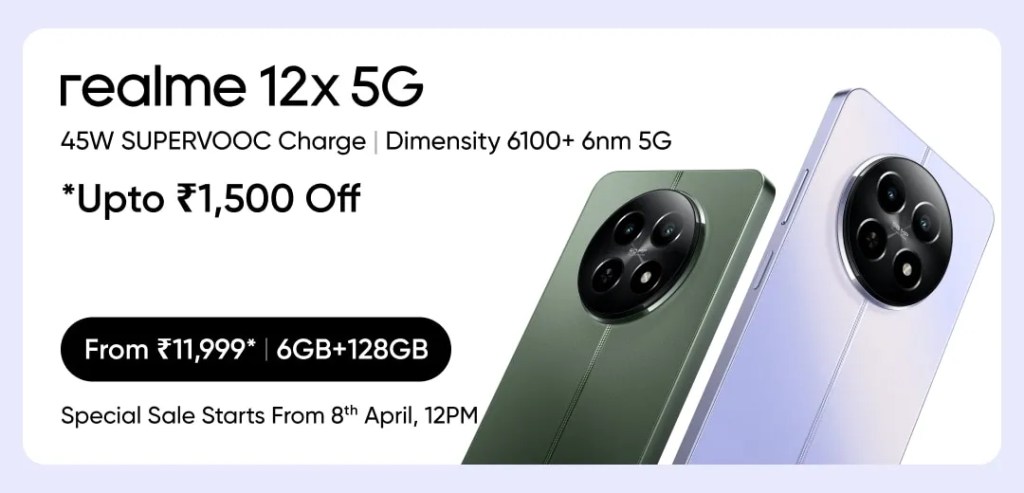 Realme 12X 5G Special Sale in India Today Ahead of Scheduled April 10 First Sale: Check Price, Offers