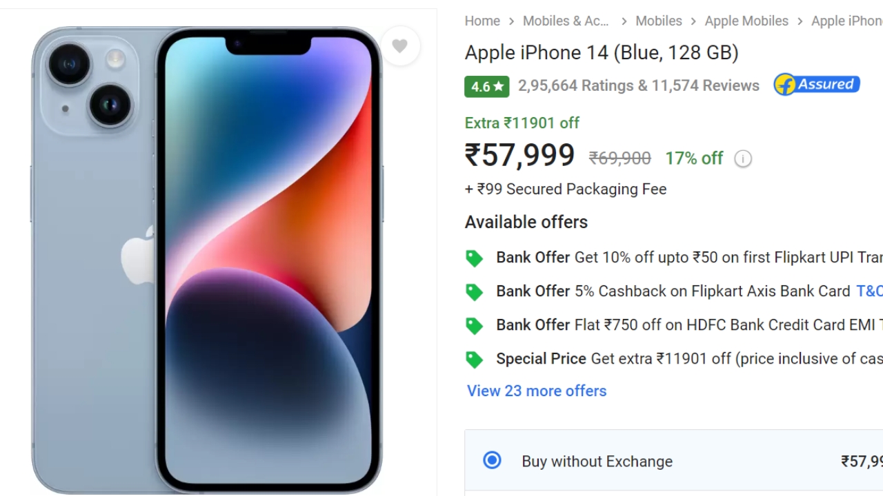 Apple iPhone 14 gets flat 21% discount