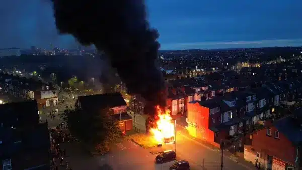 Violence erupted in the UK