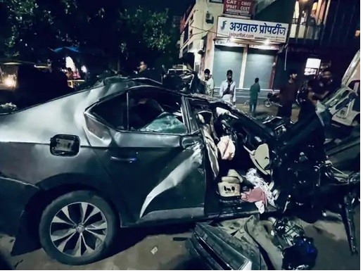 Car Crashes into Truck