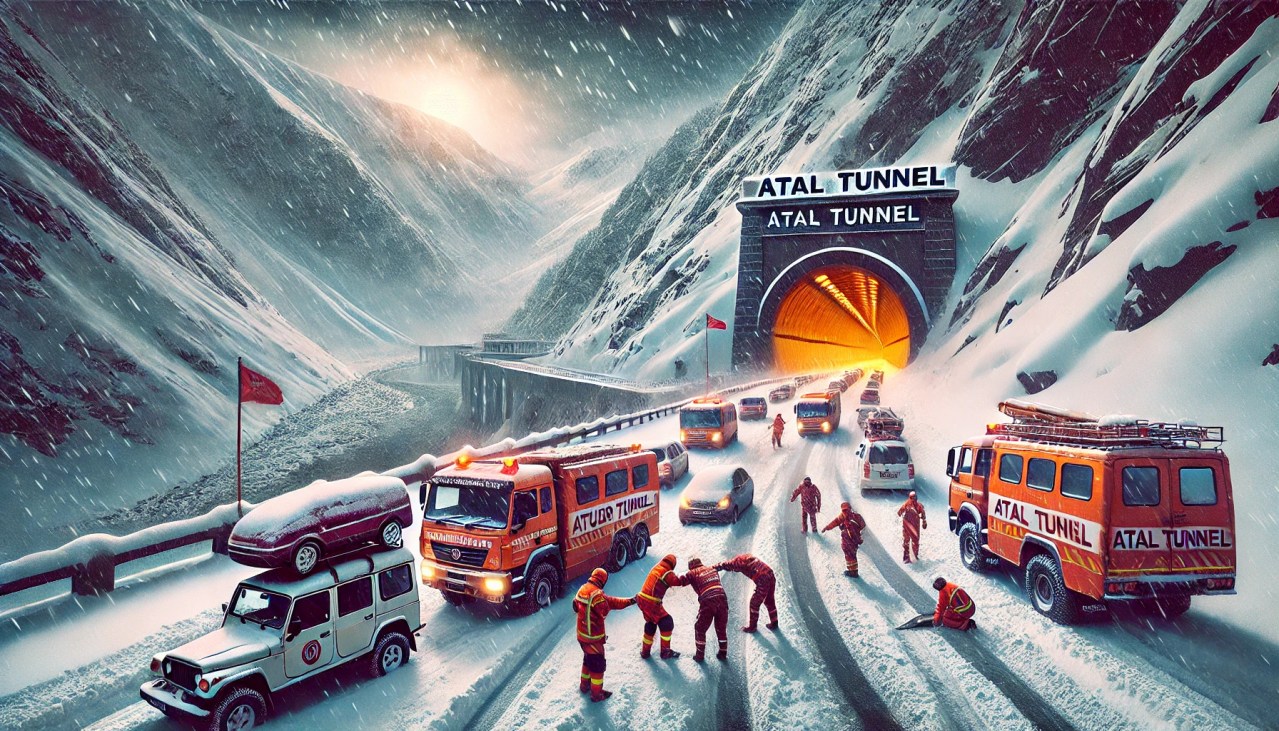 Atal Tunnel after heavy snowfall