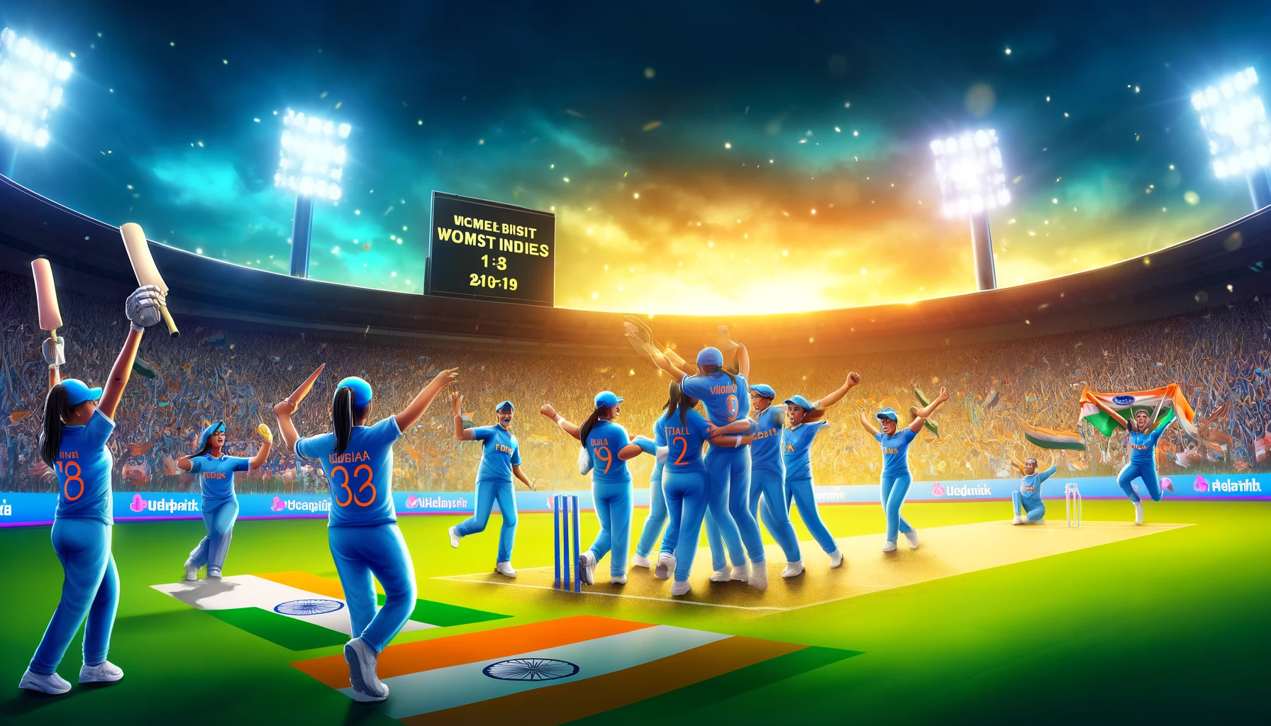 India's women's cricket team celebrating