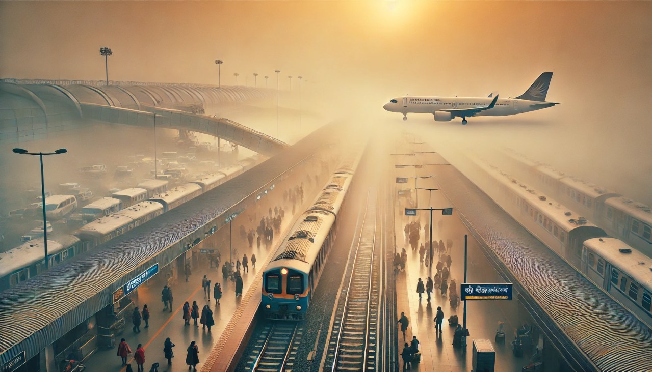 Delhi disrupting flights and trains