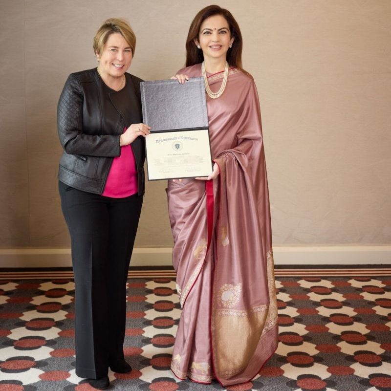 Nita Ambani Honored by Massachusetts Governor Maura Healey