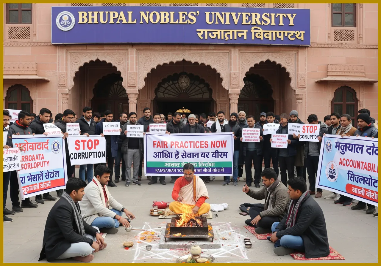 Protest Call Over Alleged Irregularities at Bhupal Nobles and Rajasthan Vidyapeeth | Udaipur Kiran