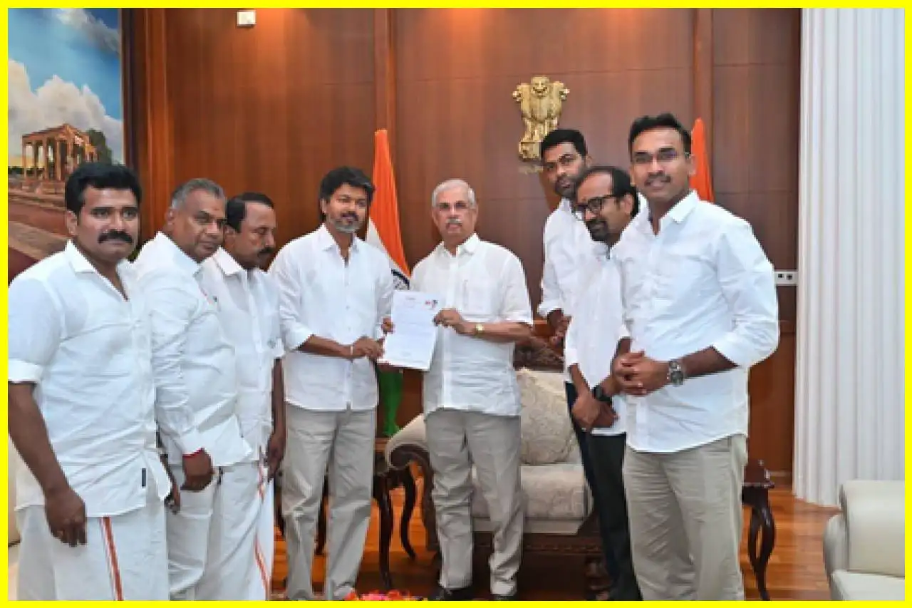 TVK Leader Vijay Meets Governor, Claims to Form Government in Tamil Nadu