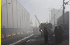 Firefighters Battle Warehouse Blaze in Los Angeles