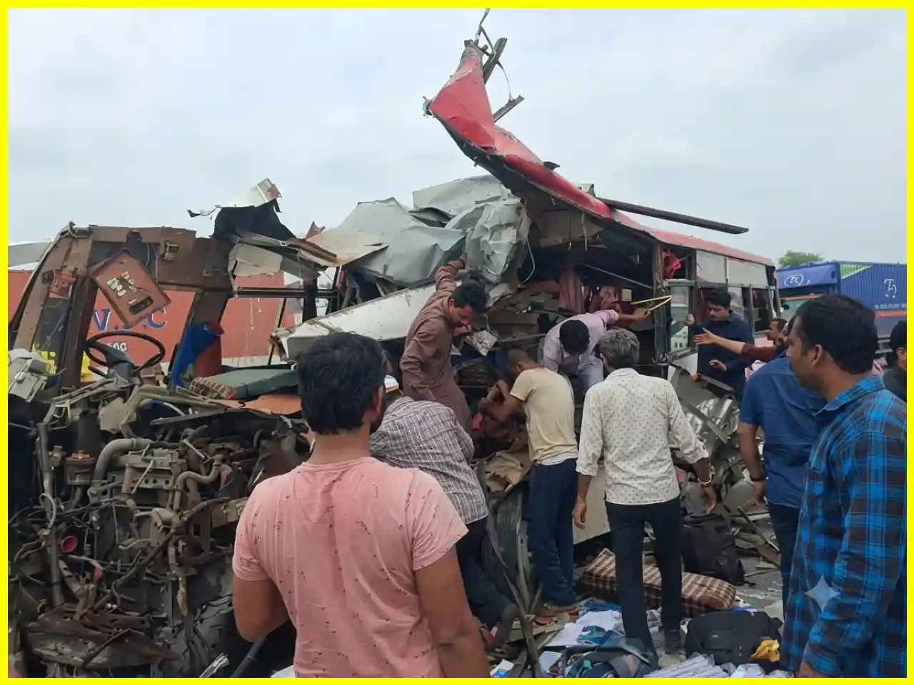 Bus Collides with Trailer
