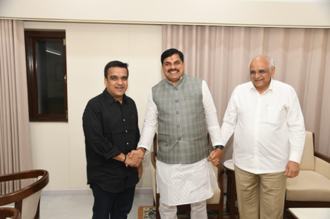 Madhya Pradesh CM Mohan Yadav Visits Gujarat for Investment Talks