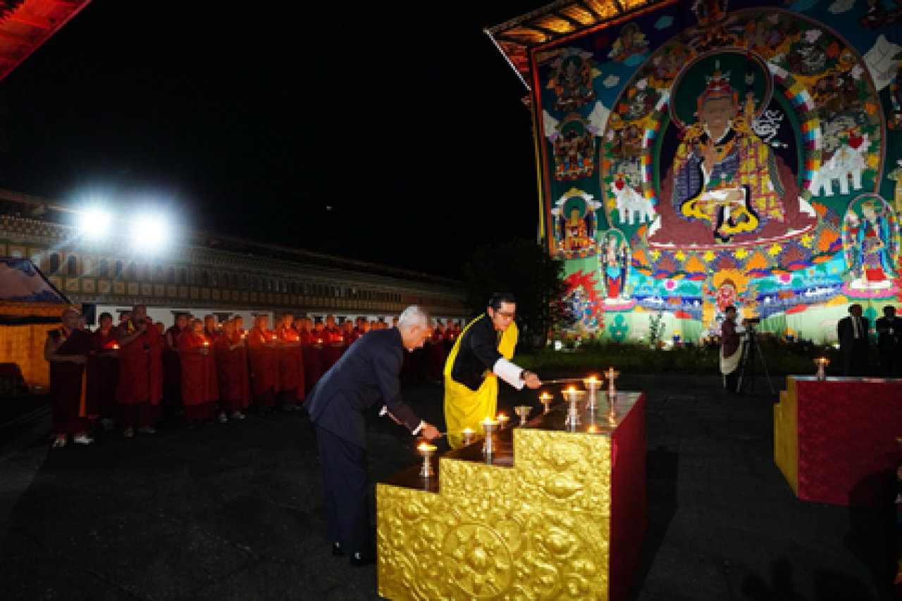 Jaishankar Lights Blessing Lamp with Bhutans King in Thimphu