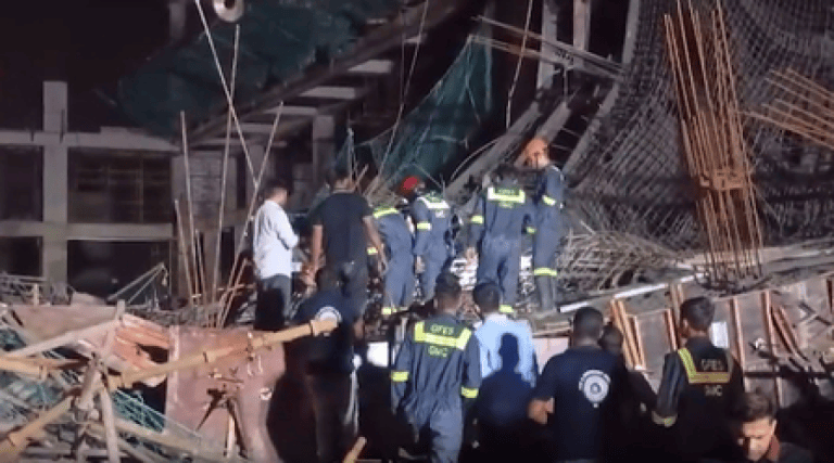 Slab Collapse at Construction Site in Gandhinagar Traps Workers