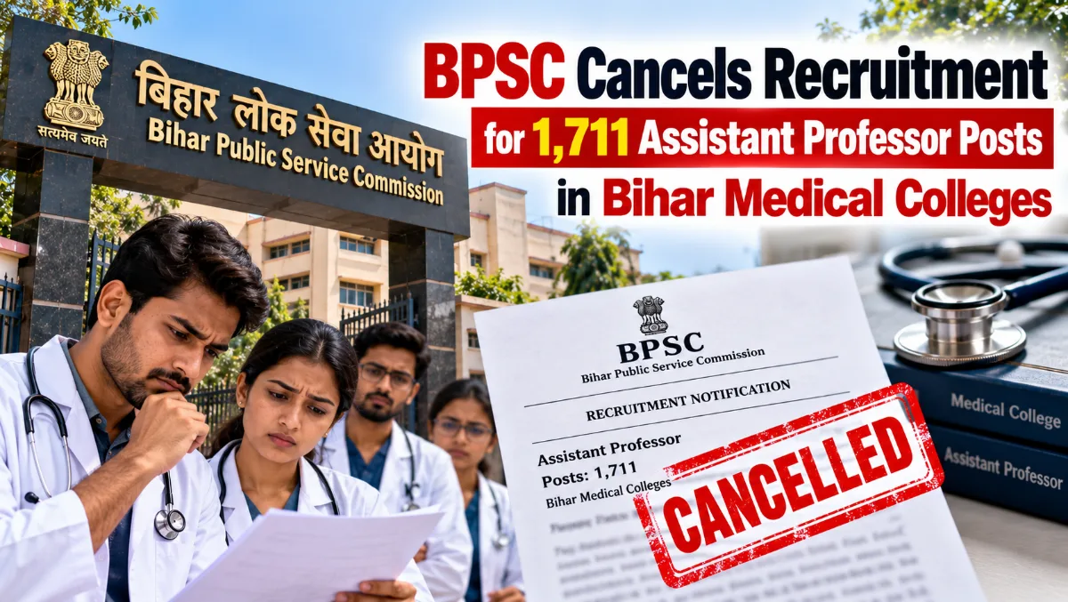 BPSC Cancels Recruitment for 1,711 Assistant Professor Posts in Bihar Medical Colleges