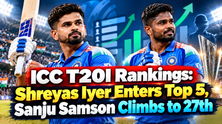 ICC T20I Rankings: Shreyas Iyer Enters Top 5, Sanju Samson Climbs to 27th