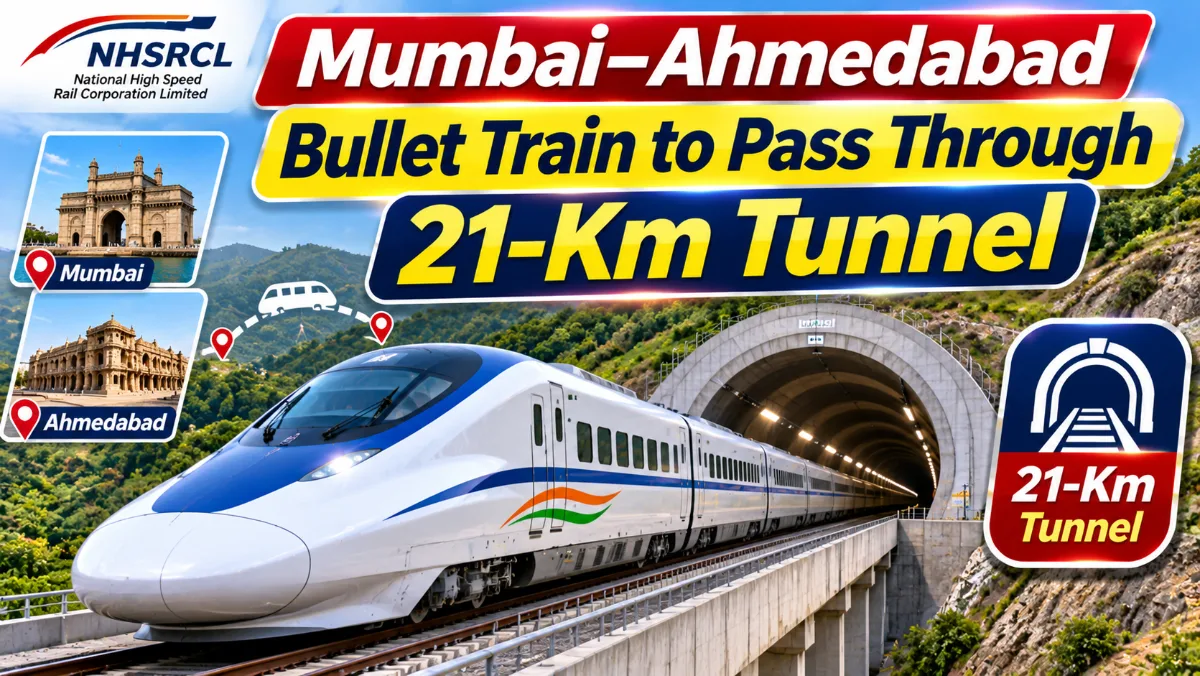 Mumbai–Ahmedabad Bullet Train to Pass Through 21-Km Tunnel, Including 7-Km Undersea Section