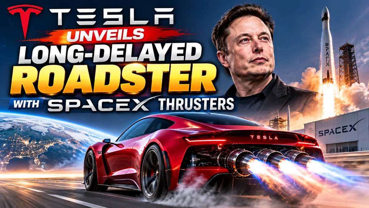 Tesla Unveils Long-Delayed Roadster With SpaceX Thrusters, Stages “Flying” Demo in Texas