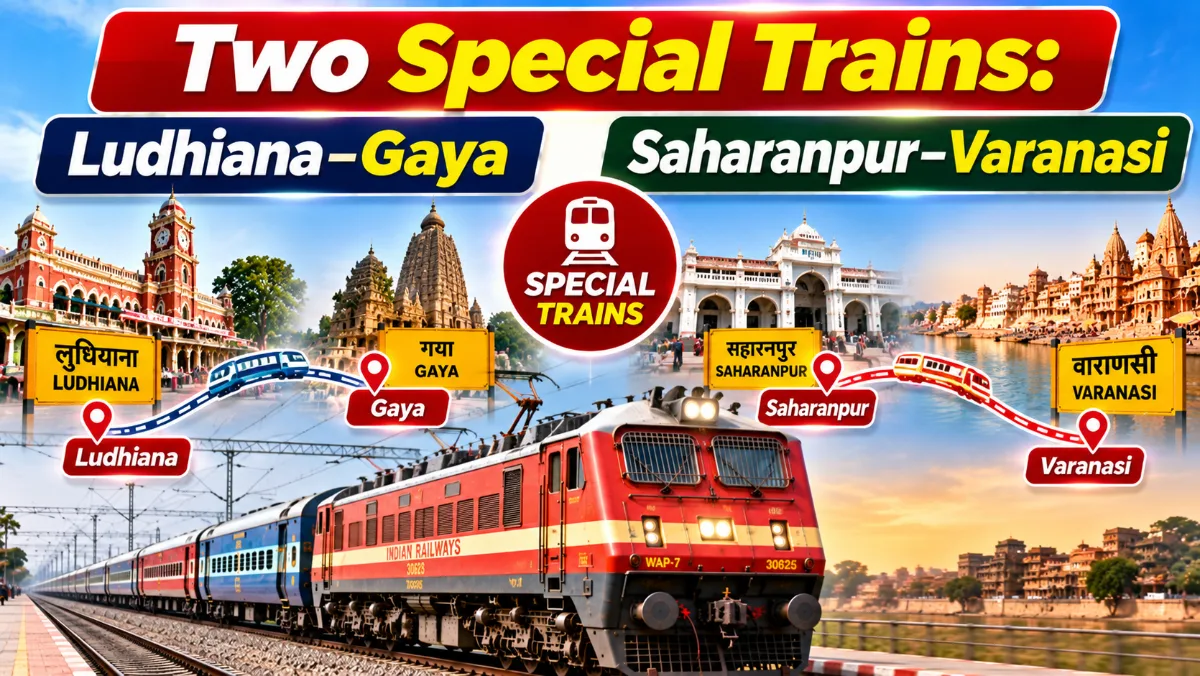 Indian Railways Announces Two Special Trains: Ludhiana–Gaya and Saharanpur–Varanasi Services
