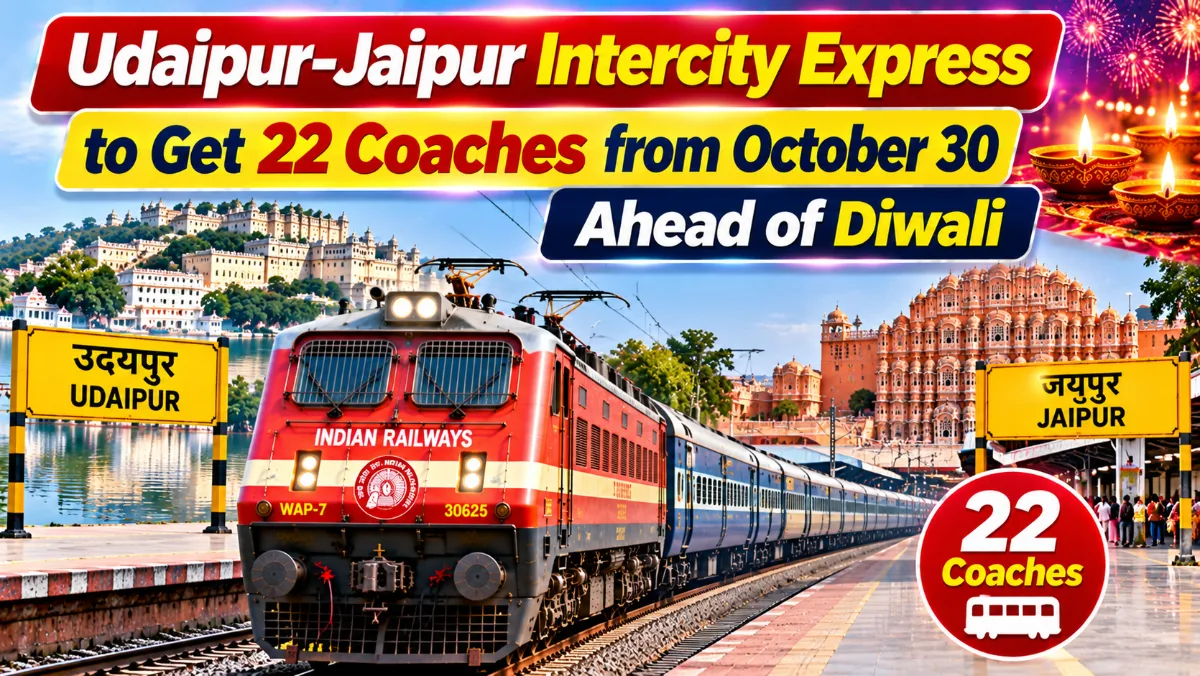 Udaipur-Jaipur Intercity Express to Get 22 Coaches from October 30 Ahead of Diwali
