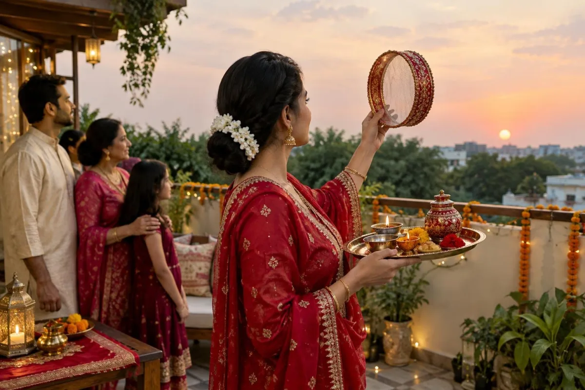 Priyanka Chopra Celebrates Karwa Chauth with Family in Traditional Attire